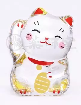 Yakushi Kiln Waraku Zukushi Crystal Lucky Cat Правая рука поднята 3 шт [7861] золотой