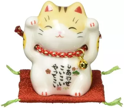 Yakushigama Ayae Lucky Cat Улучшает Удачу Фэн-Шуй Украшение Интерьерная Кошка Высота Кошки 6 (Желтый Пятнистый) [7627] Размер (см)