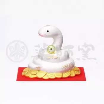 Yakushigama Brocade Invitation Snake Gold Luck Lucky 2025 Reiwa 7 Zodiac Snake Новогоднее украшение Lucky Charm (Якусигама) [91] белый