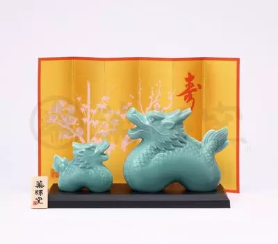 Yakushigama Seisho Счастливый Дракон Родитель и Ребенок Зодиак 2024 Татсу Новогоднее Украшение Интерьерные Талисманы На Счастье [27] синий