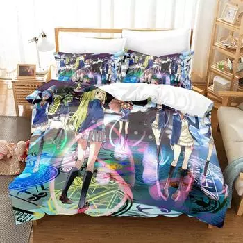 Yamada-kun and the Seven Witches Bedding Set Cartoon Anime three-piece set Adult Kid Bedroom Duvet cover Sets 3D Kawaii Girls EU Twin 135x200cm