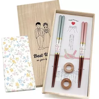 Yamaga Lacquerware Shop Issou Gift Chopsticks Chopstick Rest Set Champagne Pair Wedding Gift Wedding Souvenir Stylish Wooden Chopsticks синий
