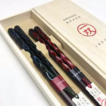 Yamaga Lacquerware Store Issou Gift Chopsticks Set Flash Pair Lunch Box Stylish Made in Japan Domestic синий