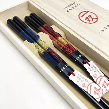 Yamaga Lacquerware Store Issou Gift Chopsticks Set Japanese Paper Black Dragon Pair Couple Chopsticks Safely Pitch Можно мыть в посудомоечной машине Сделано в Японии Отечественный