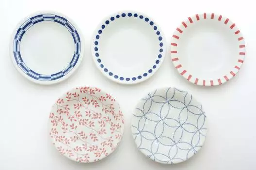 Yamago Pottery Medium Serving Side Dish Plate Set of Mino Japanese Modern Medium Plate of 5 Red 20179090 Diameter 17 x Height 3cm Plate, Plate, Plate,