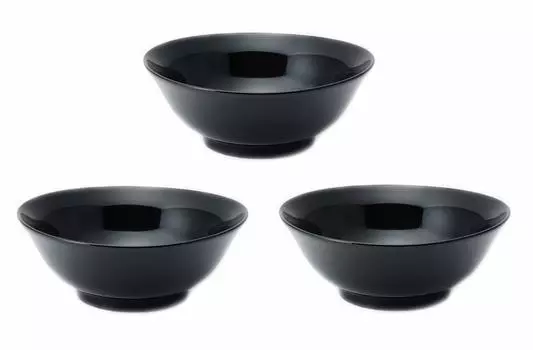 Yamago Pottery Ramen Set Black 3p 1050ml Mino Yakushi Black Glazed Noodle Bowl (3p set)