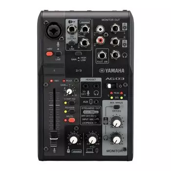 Yamaha AG03MK2 Black 6-канальный интерфейс Loopback для потоковой передачи в реальном времени с программным обеспечением Steinberg Software Suite Mixer/USB