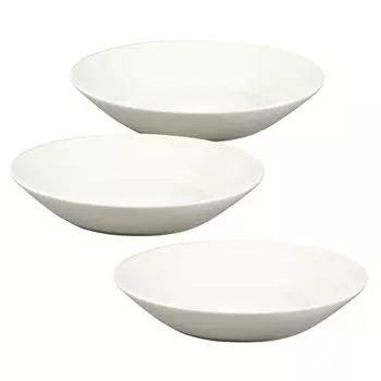 Yamaka Shoten Mino Ware Curry Pasta Deep 3 Family Tableware Diameter Approximately 22 x Depth Microwave Dishwasher Made in HD White Natural Dining