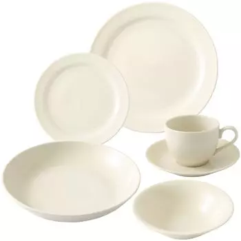 Yamaka Shoten Mino Ware Набор столовых приборов в стиле кафе в стиле вестерн для одной семьи, 6 предметов, можно мыть в посудомоечной машине, можно использовать в микроволновой печи, совместимо с пленкой, сделано в Японии белый