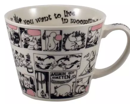 Yamaka Shoten MM321-36 Moomin Newbon Soup Mug, Black and White, Microwavable, Moomin Goods, Scandinavian, Mother s Day, Gift, Tableware, Gift, Wedding