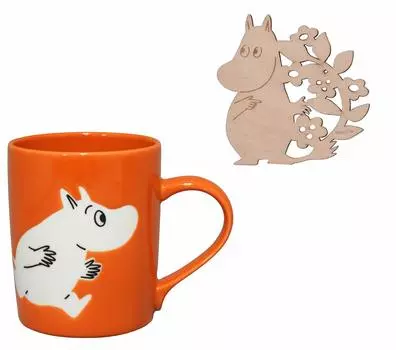 Yamaka Shoten Moomin MM1301-11C Mug - Wooden Coaster Included, Capacity 10.1 fl oz (300 ml), Scandinavian Tableware, Mother s Day Gift, Made in Japan