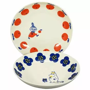Yamaka Shoten MOOMIN Pasta Plate Curry Plate Pair Tableware Dish 21cm Little My Father Moomin Tableware Scandinavian Goods Present Made in Japan