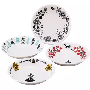 Yamaka Shoten MOOMIN Pasta Plate Curry Plate Set of 4 Diameters Pasta Plates Подходит для микроволновой печи Посуда для подарков на День Скандинавии белый