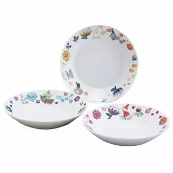 Yamaka Shoten MOOMIN Pasta Plate Curry Plate Диаметр 22 см Набор из 3 предметов посуды Moomin Goods Тарелка с персонажами Скандинавская посуда Стильная Милая белый