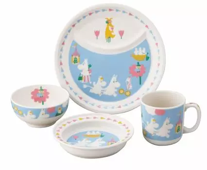 Yamaka Shoten MOOMIN Tableware Set 4 Pieces Baby Tableware Microwave Dishwasher Safe Moomin Goods Scandinavian Day Present Tableware Gift Wedding Gift белый