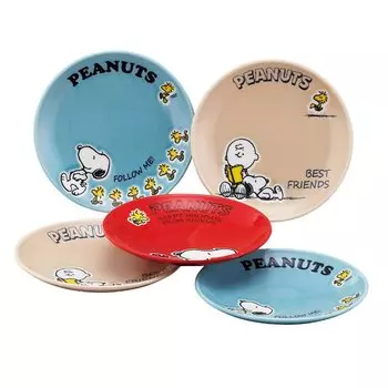 Yamaka Shoten Snoopy Snoopy набор столовых приборов тарелка 13 см набор из 5 штук подарок можно использовать в микроволновой печи можно мыть в посудомоечной машине сделано в Японии Peanuts sn450-57