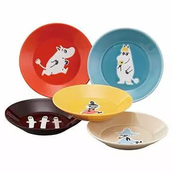 Yamaka Shoten Yamaka Shoten MOOMIN MM1300-57 Plates, Set of 5, Diameter Approx. 5.3 inches (13.5 cm), Scandinavian Gift, Wedding Gift, Made in Japan