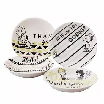 Yamakasyoten Peanuts SN750-184 Message Series Pasta Plate, Set of 4