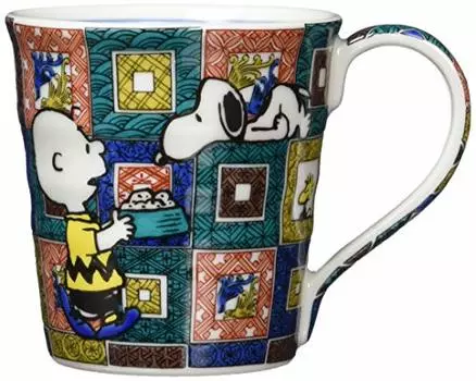 Yamakasyoten Peanuts Snoopy Kutani Ware Ceramic Mug, Cobblestone Pattern, Made in Japan, 8.5 fl oz (250 ml)