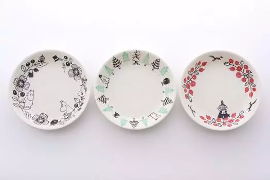 Yamakasyoten Plate Set Plate Curry Plate Pasta Plate Character Moomin Cute Scandinavian MOOMIN Valley Curry Pasta Plate of 3 Red & (Set Patterns)