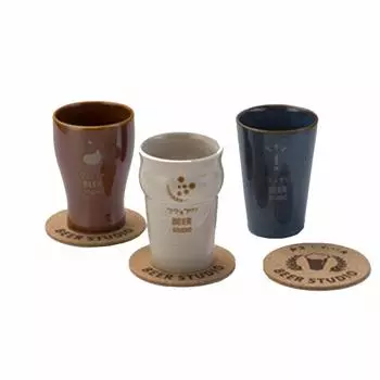 Yamakatsu Mino Toen beer studio beer studio taste cup set beer set of 3 white 250ml cup/coaster am-km001 белый