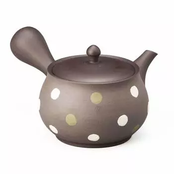Yamakiikai Ceramic leaf black mud bag shaped polka dot teapot F823