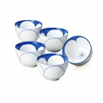 Yamakiikai Tea Cup Blue 110cc Bifumaru Sencha Inner Picture Sakura Five Guests Tea Cup F1413 Piece Set синий
