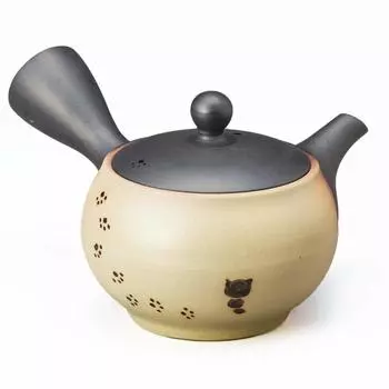 Yamakiikai Yamabo black mud round small cat teapot 230cc слоновая кость