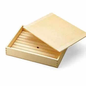 Yamako 35584 Neta Box, Made in Japan, Medium, Perforated Plate and Wooden Lid, 14.8 x 11.4 x 3.0 inches (37.5 x 29 x 7.7 cm), Commercial Use, Wood, Wh