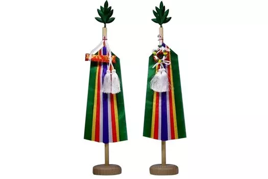 Yamako Shinto A Pair of Plastic Masakaki Ceremonial Implement 9.5H Inch