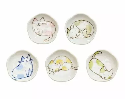 Yamako Small Plate Set of 5 pieces Cat Plate Set of 5 pieces