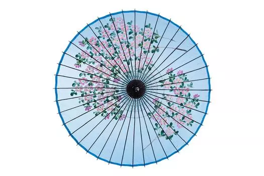 Yamamoto Bamboo Craftsman японский шелковый зонтик для танцев из цветущей вишни (ЯМАМОТОТАКИЗАИКУЯ) зонтик, зонт, картина, узор, (легкий светло-синий