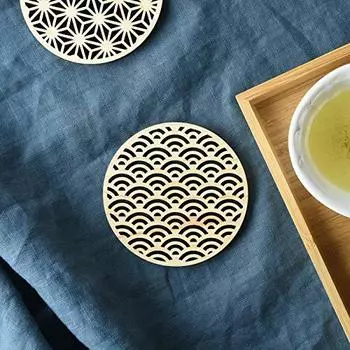 Yamani Coaster Brown Kumiko Hinoki Traditional Pattern Coaster 47190253 8.8cm