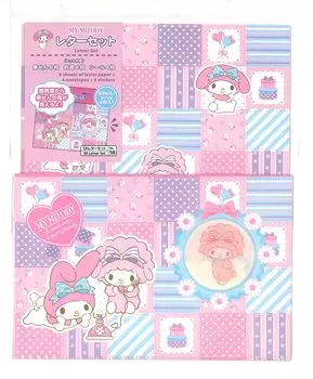 YAMANO SHIGYO Sanrio My Melody Window Open Letter Set 8 писчей бумаги 4 конверта 4 наклейки Сделано в Японии Фиолетовый + + D21D, розовый, синий, (Нет,58)