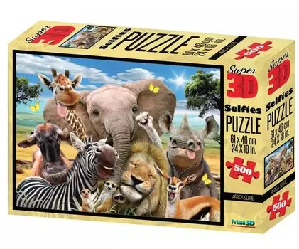 Yamasan Prime 3D Howard Robinson African Animal Selfie 10061 Finished 61 x 46 cm 500 Pieces Size /