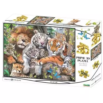 Yamasan Prime 3D Howard Robinson Lion and Tiger Friends 10001 Finished 61 x 46cm 500 Pieces Size /