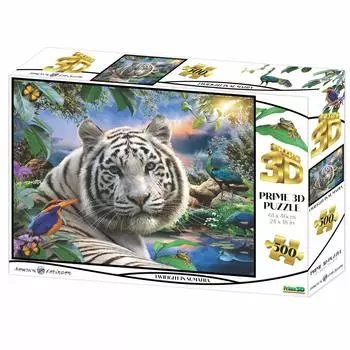 Yamasan Prime 3D Howard Robinson Sumatran White Tiger 100140 Finished 61 x 46 cm 500 Pieces Size /