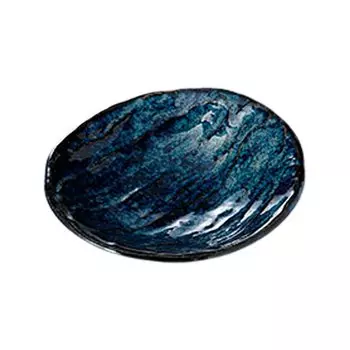 Yamashita Crafts Special Plate Wind Pattern Oval Plate Blue Snow 725929081 13.5123cm