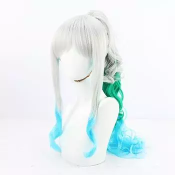 Yamato Cosplay Wig Anime 70cm Long Heat Resistant Synthetic Hair Halloween Party Wigs + Wig Cap + Horns Props One Size