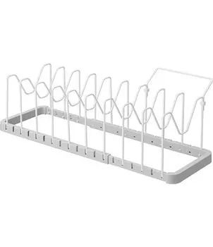 Yamazaki 3965 Under Sink Extendable Pot Lid & Frying Pan Stand, White, Approx. W 17.7-32.3 x D 7.9 x H 6.9 inches (45-82 x 20 x 17.5 cm), Plate - Kitc
