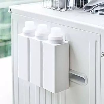 Yamazaki 4852 3SET Detergent Bottles, Set of 3, Refill Bottles, Magnet, 16.9 fl oz (500 ml), Washing Machine, Paste, White