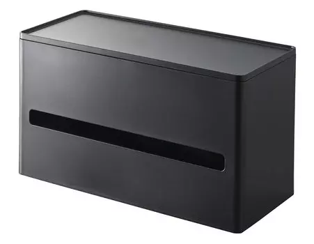 Ямазаки Дзицугё (Ямадзаки) Двусторонний чехол для салфеток, черный, приблизительно. Ш26 x Г11,5 x В14,5 см Умный чехол для бумажных полотенец 5877