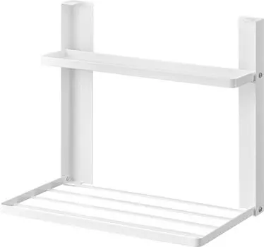 Yamazaki Jitsugyo 1717 Magnetic Folding Shelf Next to the Washing Machine 2 Tiers White When W41 x D26 x Tower Washroom Storage Rack Towel Rack