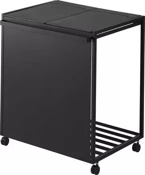 Yamazaki Jitsugyo 1821 Blindfold Separation Dust Wagon with Lid 45L 2 Separations Black W52 x D44 x H60cm Tower Trash Can with Handle and Casters чёрный