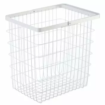 Yamazaki Jitsugyo 3162 Корзина для белья из проволоки L Белая Ш41 x Г30 x В39см Tower Корзина для белья с ручкой Прибл. белый