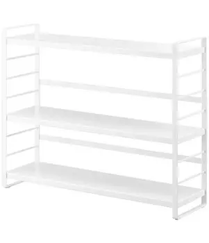 Yamazaki Jitsugyo 3257 Кухонная полка для хранения вещей над раковиной, белая, Ш58 x Г16 x Башенная кухонная полка, подставка для приправ с карманом для столовых приборов, прибл.. Высота 45,5 см белый