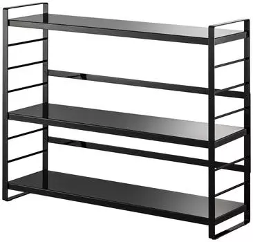 Yamazaki Jitsugyo 3258 Кухонная полка для хранения вещей над раковиной, цвет черный, приблизительно. W58 x D16 x H45.5cm Кухонная стойка Tower Подставка для приправ с карманом для столовых приборов