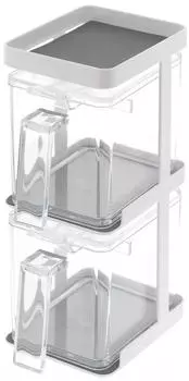 Yamazaki Jitsugyo 3652 Легко моется Экономит место Приправа Приправа 2 шт 3 полки Тонкая белая стойка, контейнер, хранилище и набор, башня, белый