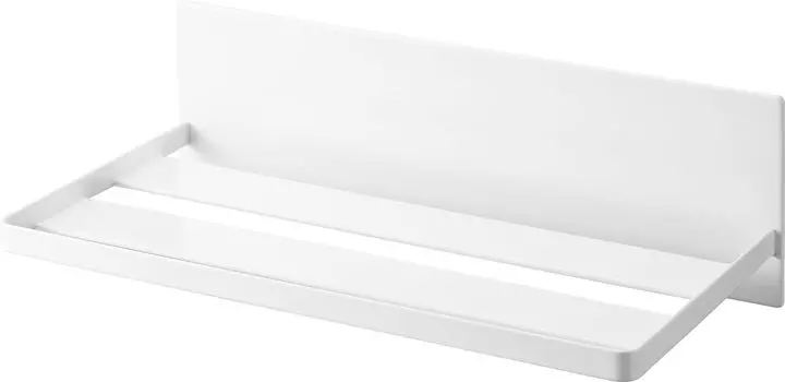 Yamazaki Jitsugyo 3671 Магнитное полотенце для ванной комнаты, примерно Ш39 x Г20 x В12 см, настенное хранение полотенец MIST, полка для хранения с крючками, белый