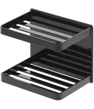 Yamazaki Jitsugyo 3810 Magnetic Bathroom Soap Tray 2 Tiers Black W12 x x H10cm Tower Soap Holder Bathroom Storage Approx. D8.5